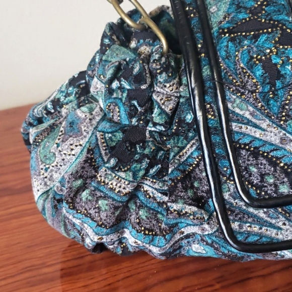 Aldo Mini Purse Gorgeous Print Colors,Sparkly & brass hardware / Leather Details - Picture 7 of 17